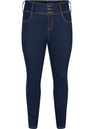 Super Slim Bea Jeans mit hoher Taille, Unwashed, Packshot image number 0