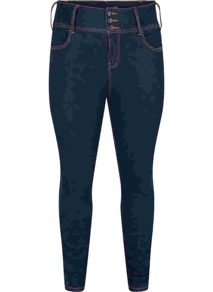 Super Slim Bea Jeans mit hoher Taille, Unwashed, Packshot image number 0