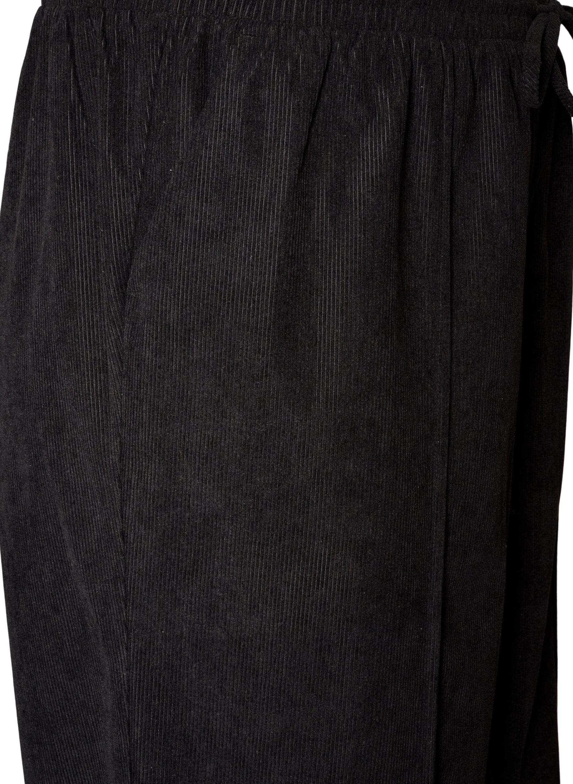 ZizziCordhose mit weitem Bein und hoher Taille, Schwarz, Packshot image number 2