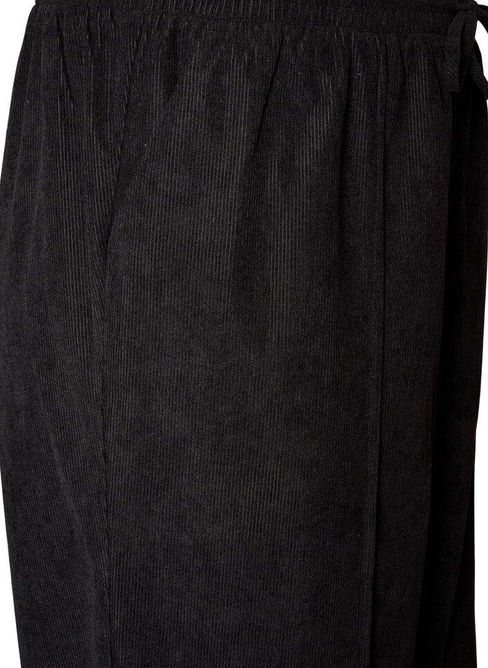 Cordhose mit weitem Bein und hoher Taille, Schwarz, Packshot image number 2