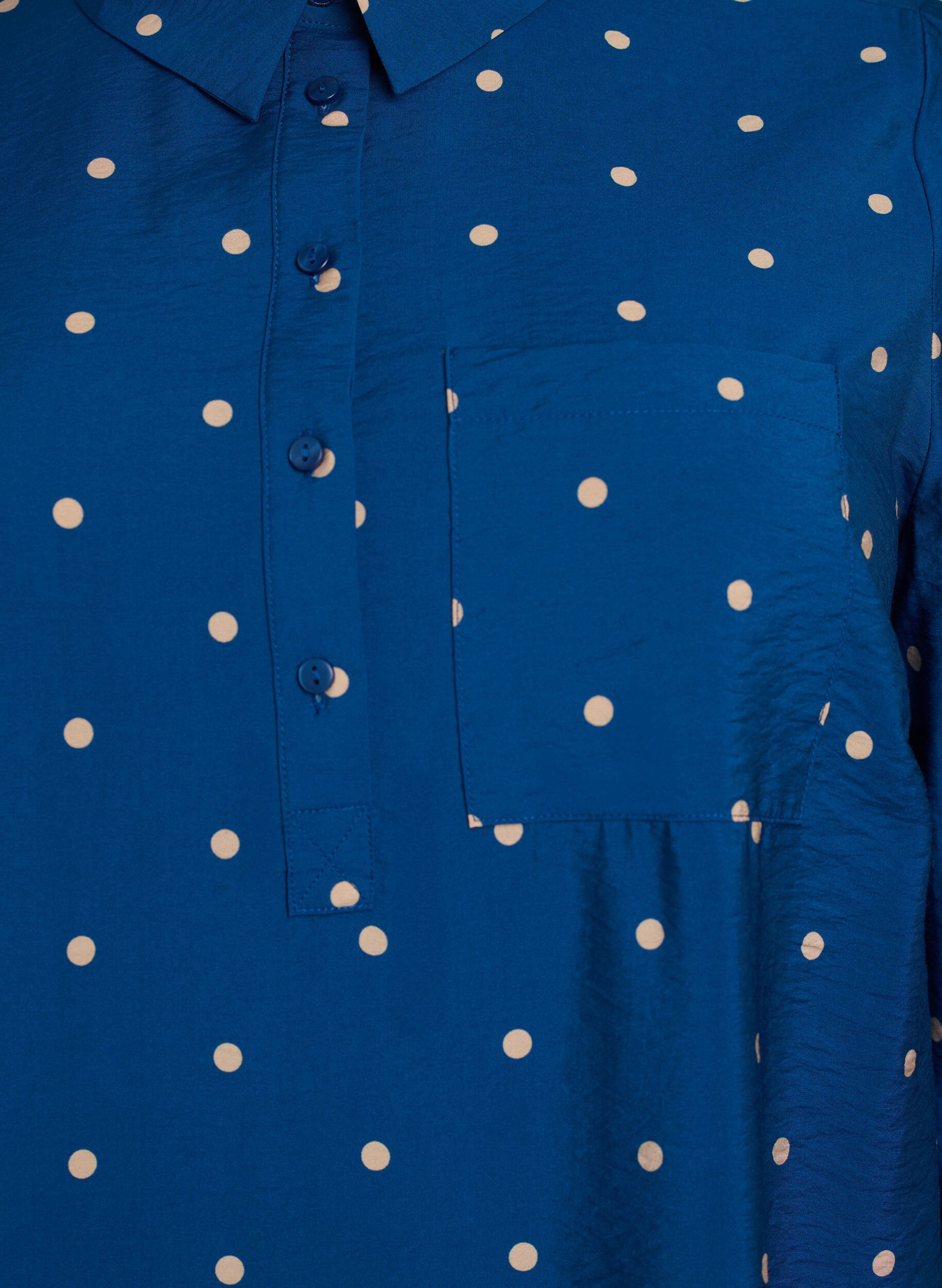 Zizzi Kleid mit Kragen und Brusttasche, Blau, Packshot image number 2