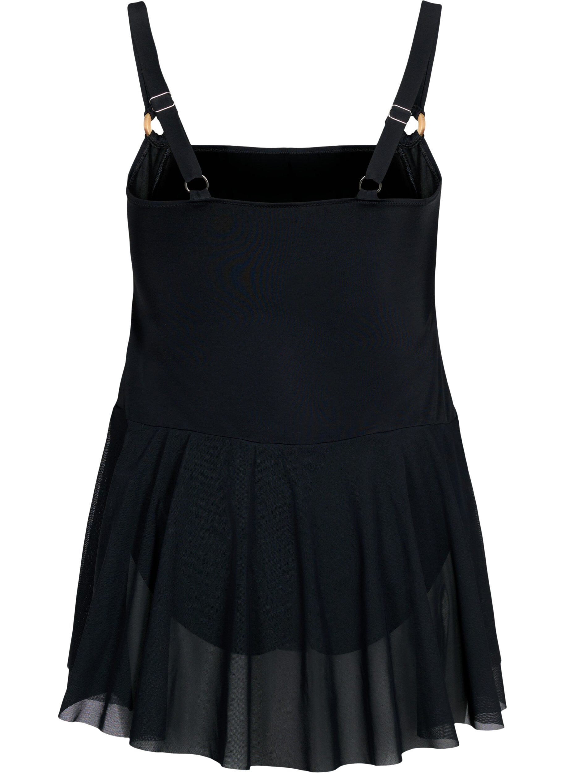 Zizzi Badekleid mit Drapierung und Rock, Black, Packshot image number 1