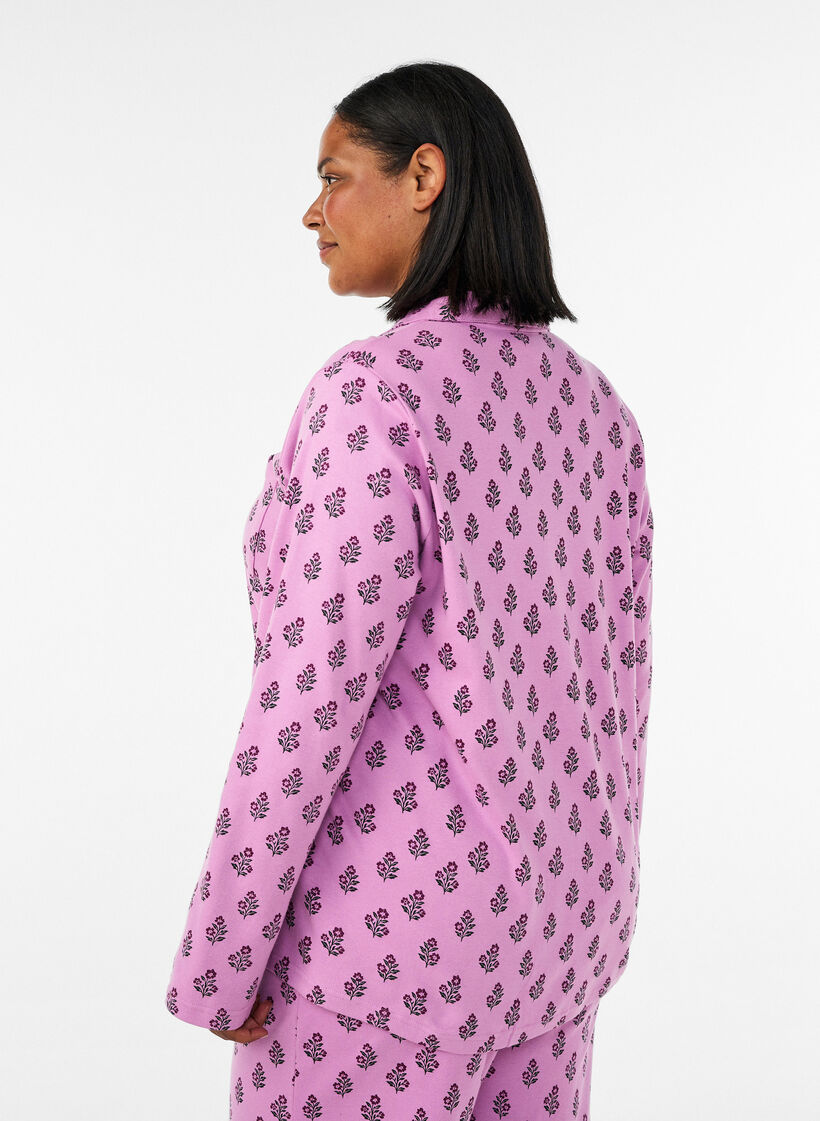 Baumwoll-Pyjamahemd mit Brusttasche, Rot, Model image number 2