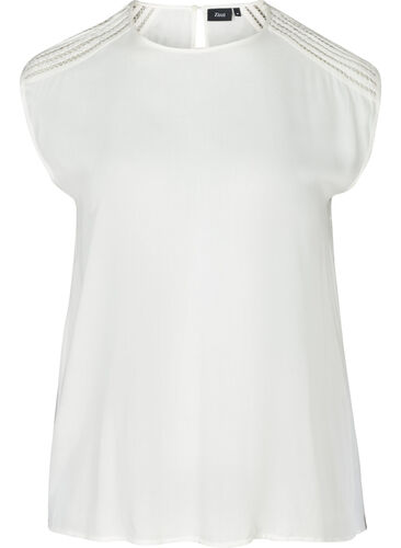 Kurzarm Bluse aus Viskose, Bright White, Packshot image number 0