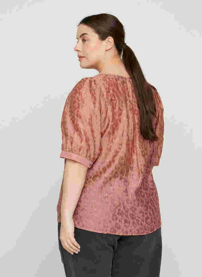 Bluse mit 2/4-Ärmeln und Tone-in-Tone Muster, Rose Smoke, Model image number 1