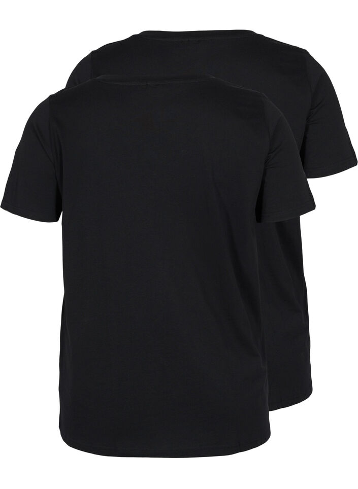 2er-Pack basic T-Shirts aus Baumwolle, Black/Black, Packshot image number 1