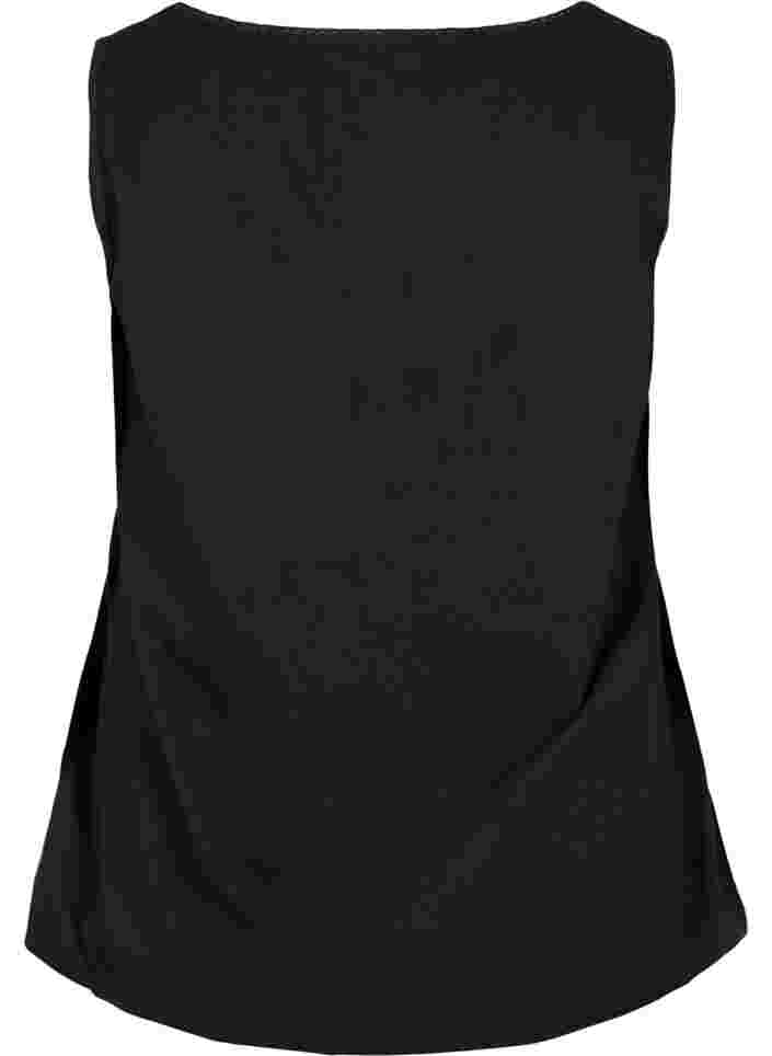Baumwolltop mit Rundhalsausschnitt und Spitzensaum, Black, Packshot image number 1