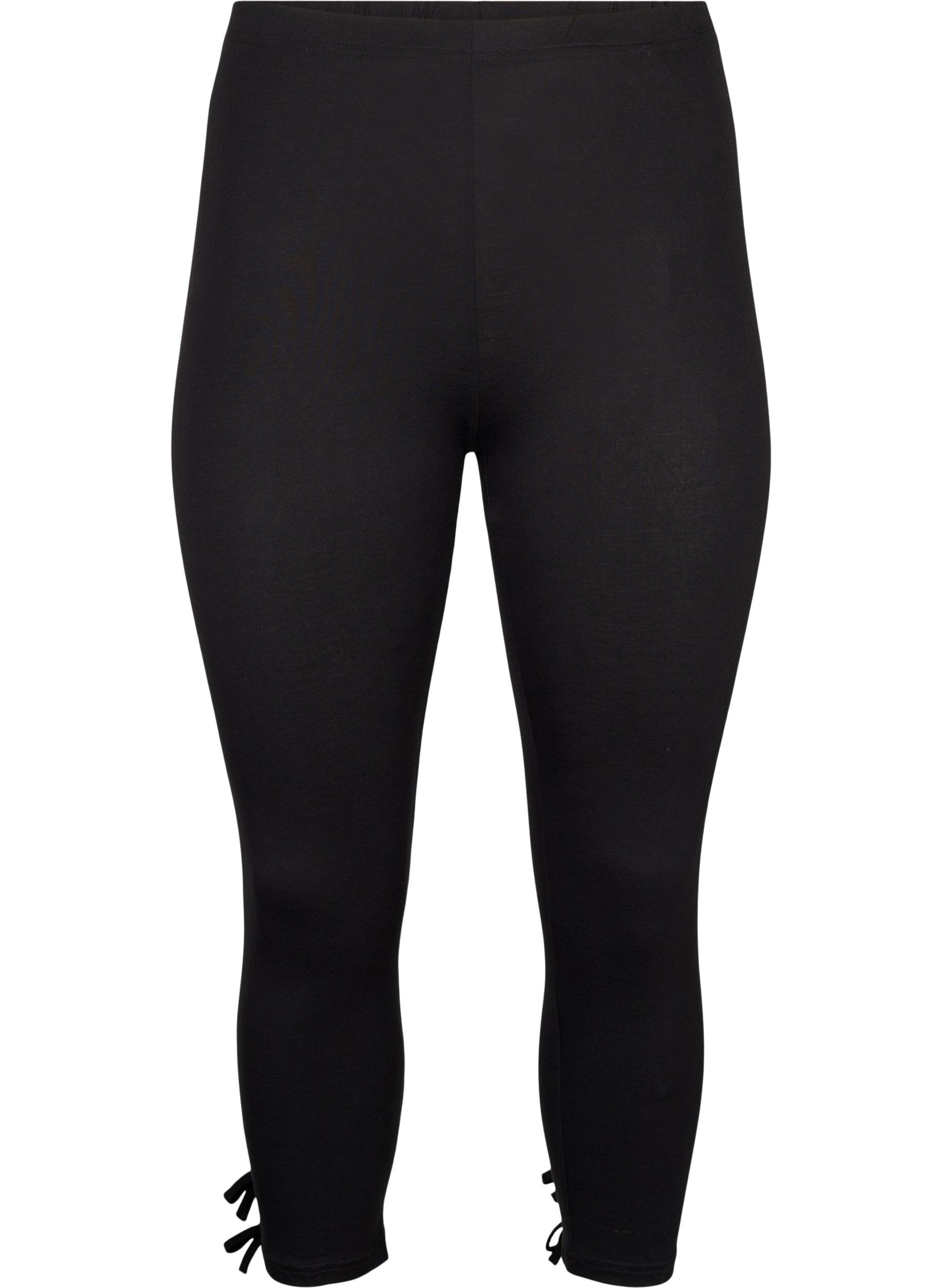 Zizzi 3/4 Leggings aus Viskose mit Schleife, Black, Packshot image number 0