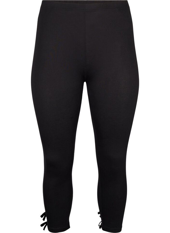 3/4 Leggings aus Viskose mit Schleife, Black, Packshot image number 0