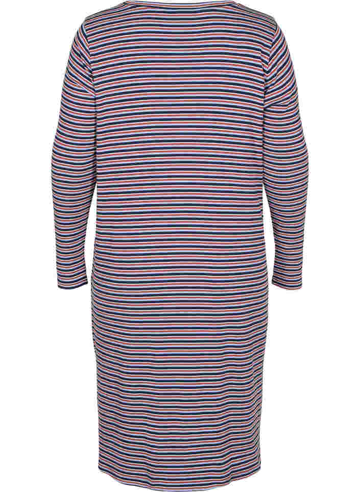 Gestreiftes Kleid mit Schlitz, Mahogany/Navy Stripe, Packshot image number 1
