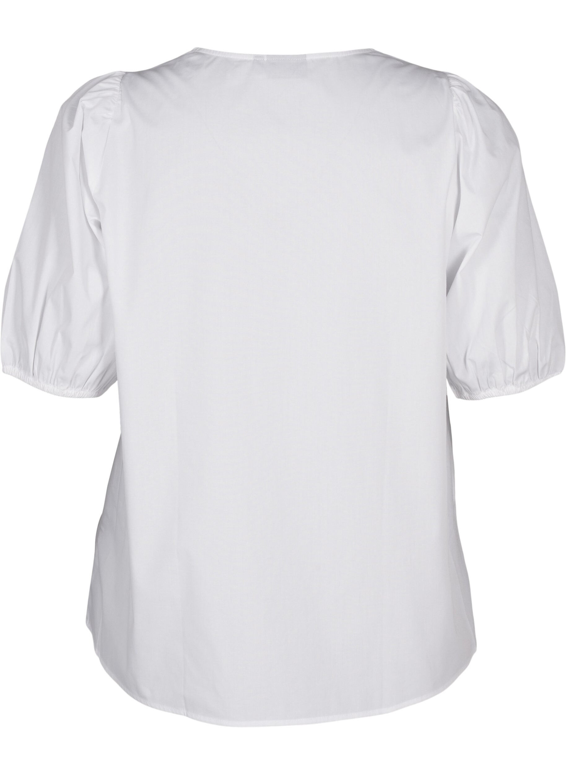 Zizzi Kurz&auml;rmelige Bluse mit Spitzendetail, Bright White, Packshot image number 1