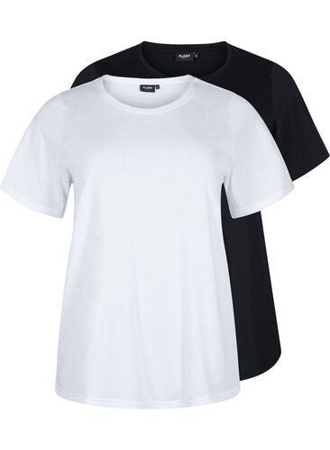 FLASH - 2er-Pack T-Shirts mit Rundhalsausschnitt, White/Black, Packshot image number 0