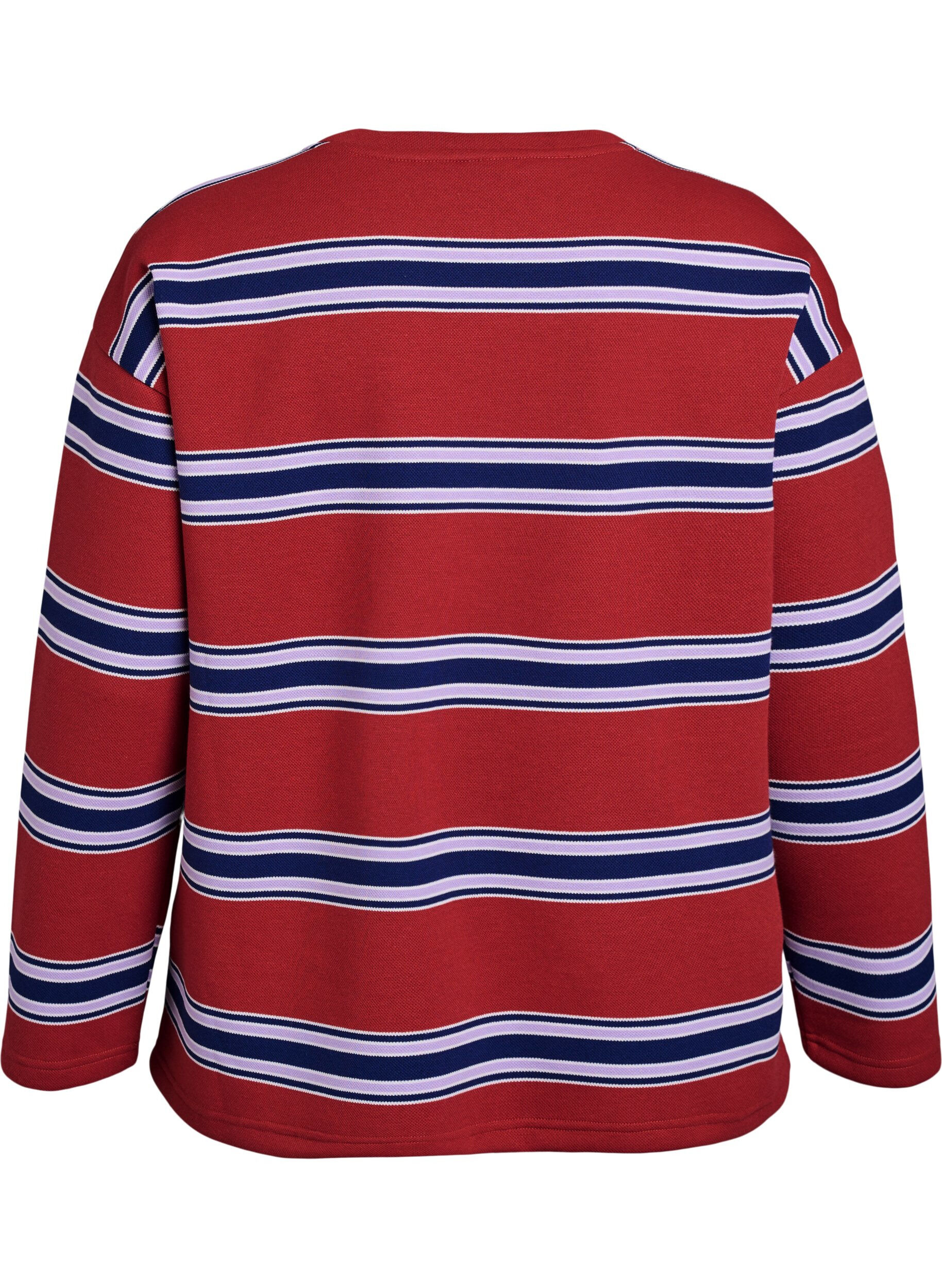 Zizzi Bluse aus Jersey mit breiten Streifen, Rot, Packshot image number 1