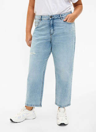 Gekürzte Vera-Jeans mit Destroyed-Details	, Blue Denim, Model image number 2