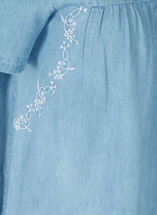 Kurzarm Bluse mit Stickerei, Light blue denim ASS, Packshot image number 3