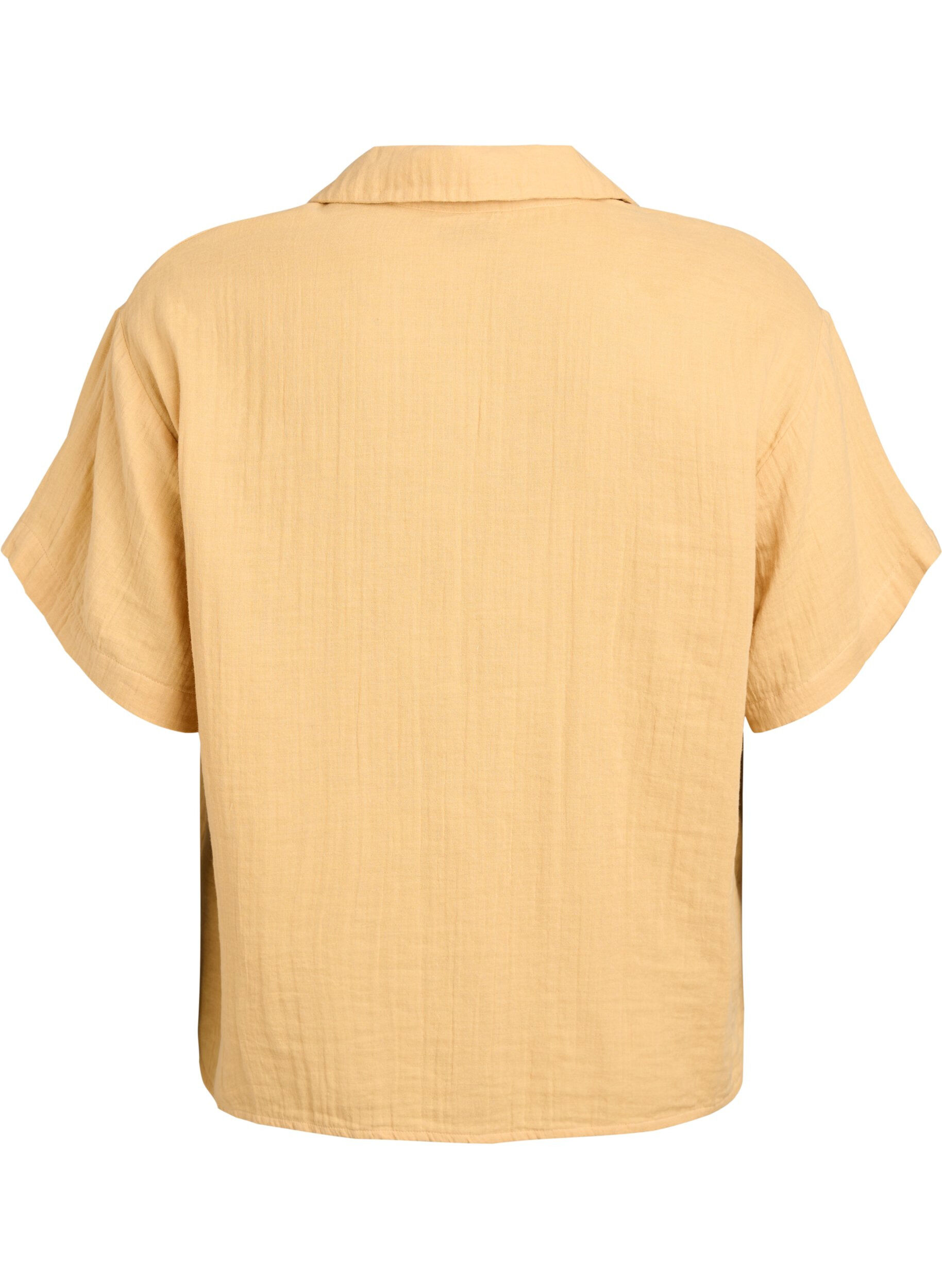 ZizziBluse aus Baumwoll-Musselin mit kurzen &Auml;rmeln, Gelb, Packshot image number 1