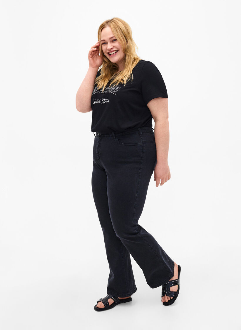 T-Shirt aus Baumwolle mit Textaufdruck, Black W. Pasadena, Model image number 2