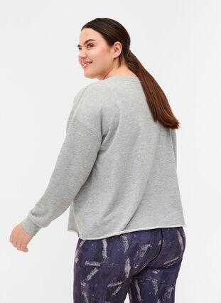 Cropped Sweatshirt mit Rundhals, Light Grey Melange, Model image number 1