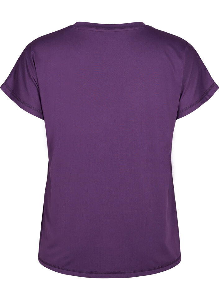 Lockeres Trainings-T-Shirt mit V-Ausschnitt, Lila, Packshot image number 1