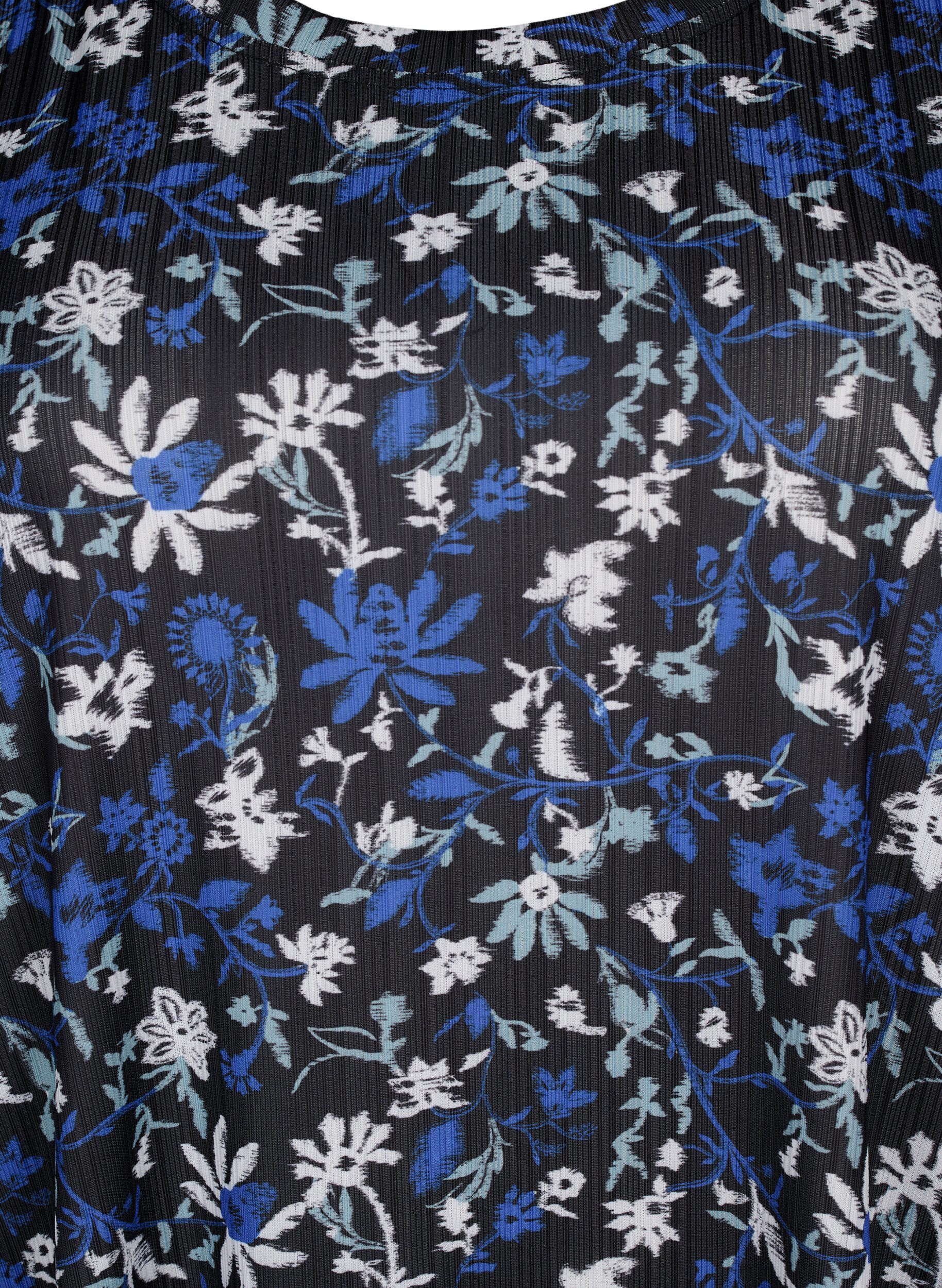 Zizzi FLASH - Kleid mit Blumenmuster und kurzen &Auml;rmeln, Black Blue Green AOP, Packshot image number 2