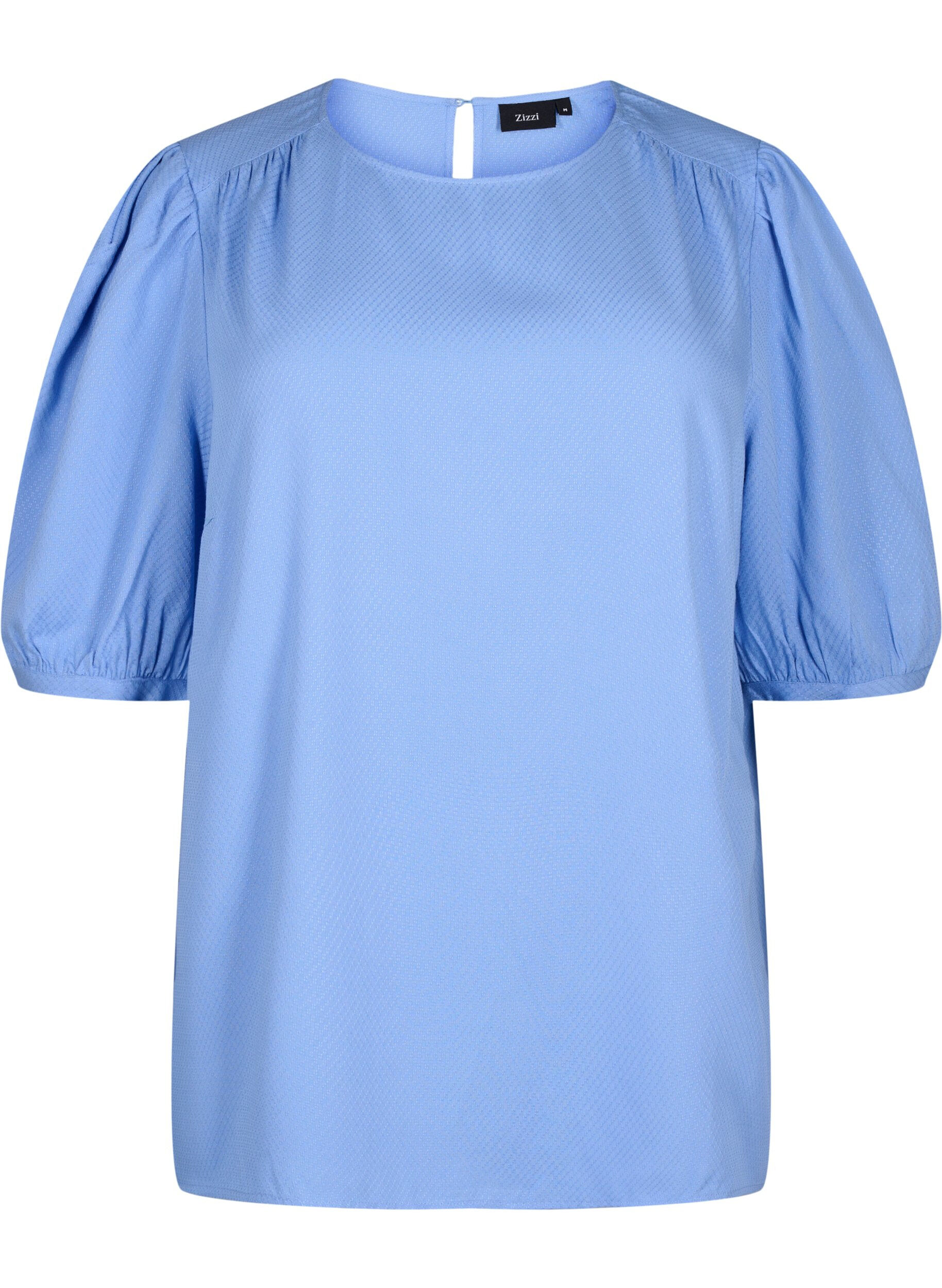 Zizzi  Viskosebluse mit 1/2 &Auml;rmeln, Cornflower Blue, Packshot image number 0