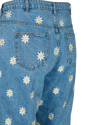 Cropped Mille Jeans mit gestickten Blumen, Light Blue Flower, Packshot image number 4