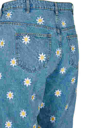 Cropped Mille Jeans mit gestickten Blumen, Light Blue Flower, Packshot image number 4