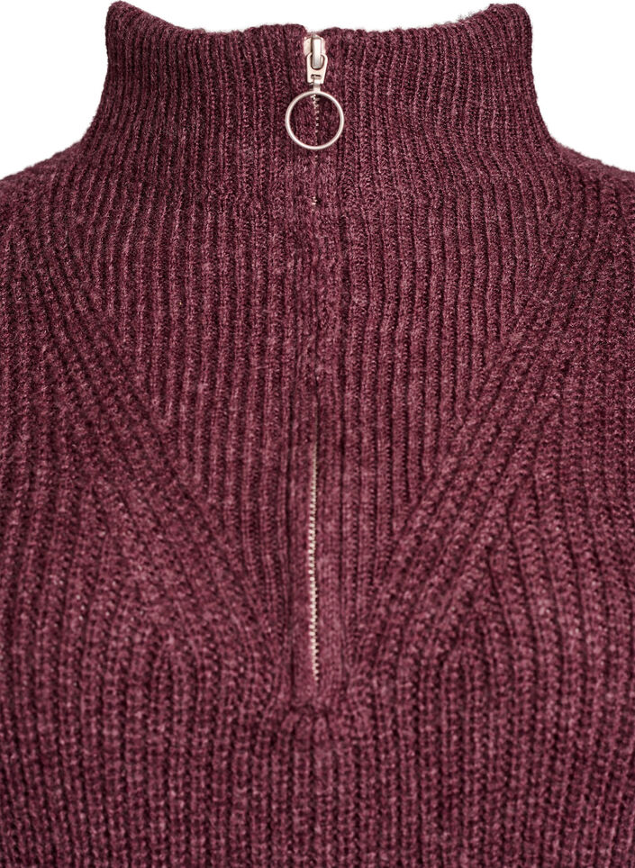 Strickpullover mit hohem Kragen und Rei&szlig;verschluss, Rot, Packshot image number 2