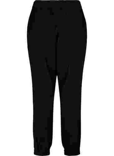 Lockere Hose aus Viskosemischung mit elastischen Abschlüssen, Black, Packshot image number 1