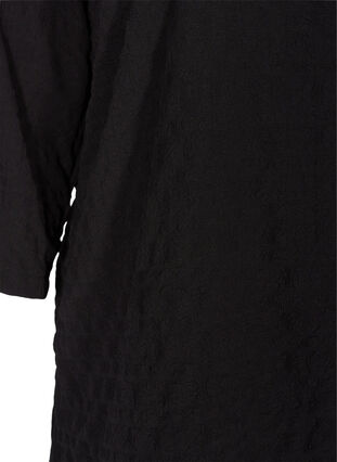 Karierte Bluse mit 3/4-Ärmeln und Rüschenkragen, Black, Packshot image number 3