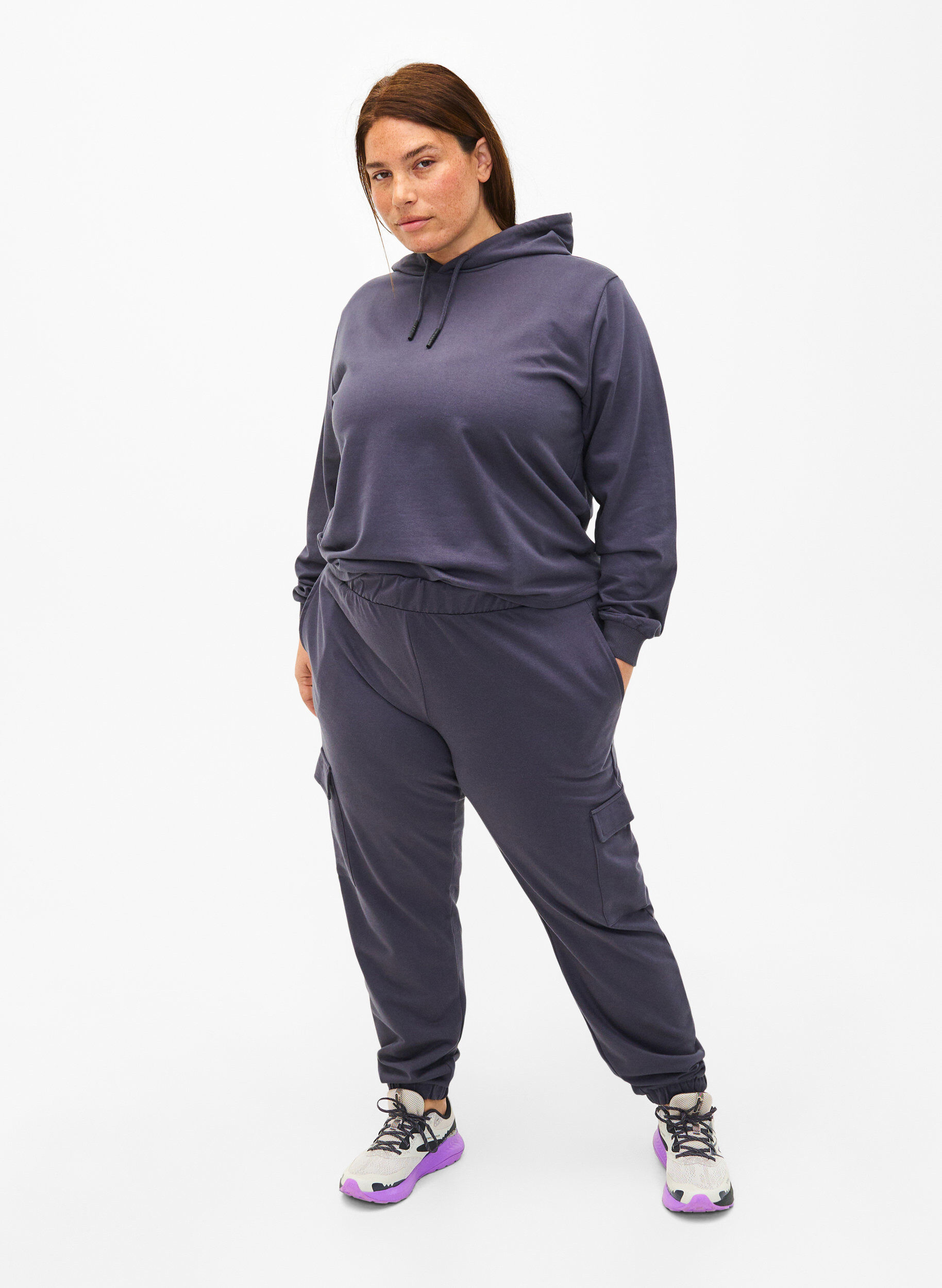 Zizzi Sweatshirt-Hoodie, Ombre Blue, Model image number 2