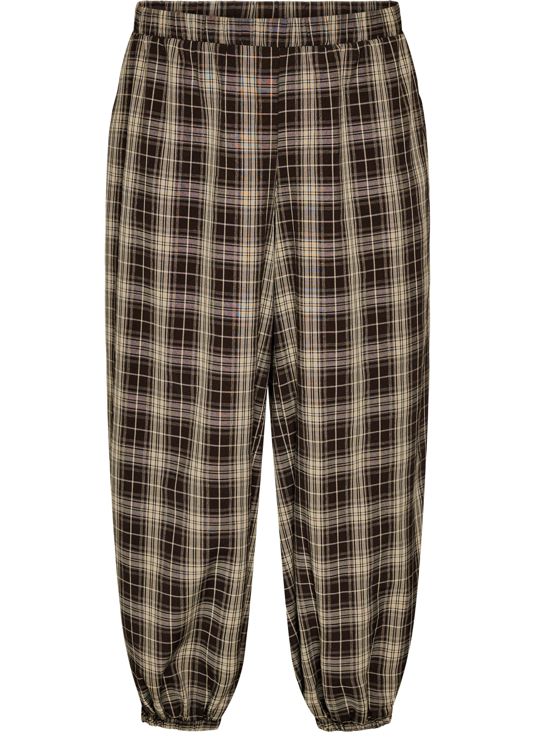 Karierte Ballonhose mit hoher Taille