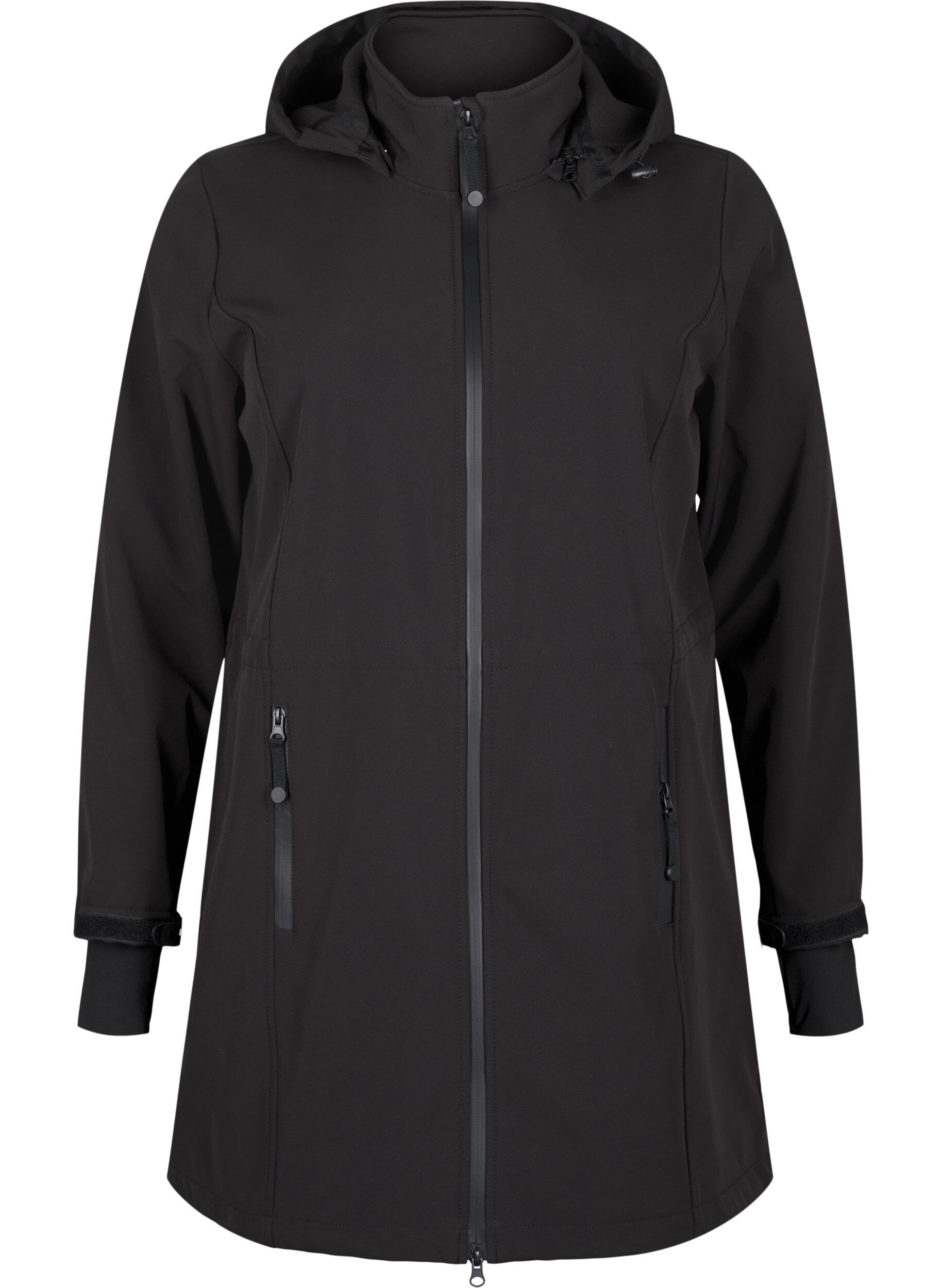 Zizzi Softshelljacke mit abnehmbarer Kapuze, Schwarz, Packshot image number 4