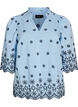 Bluse mit 3/4-&Auml;rmeln und gesticktem Muster, Blau, Packshot image number 0