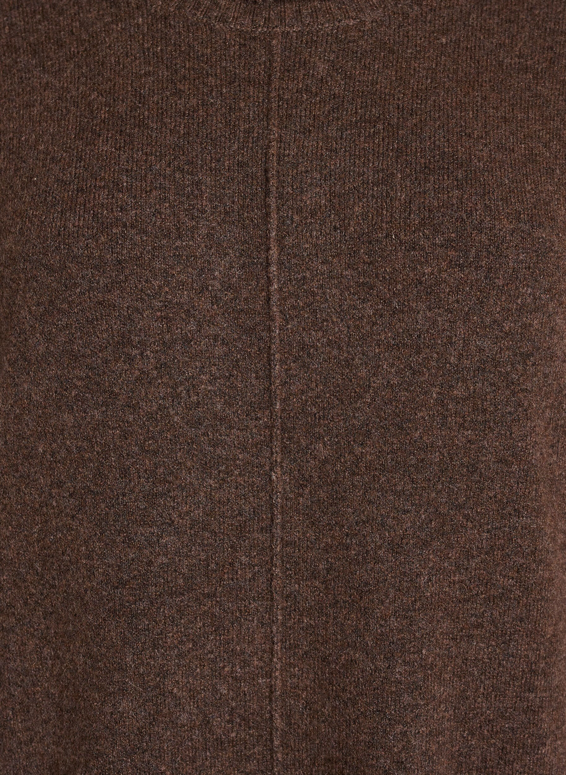 ZizziStrickkleid mit Rollkragen und Schlitzen, Braun, Packshot image number 2
