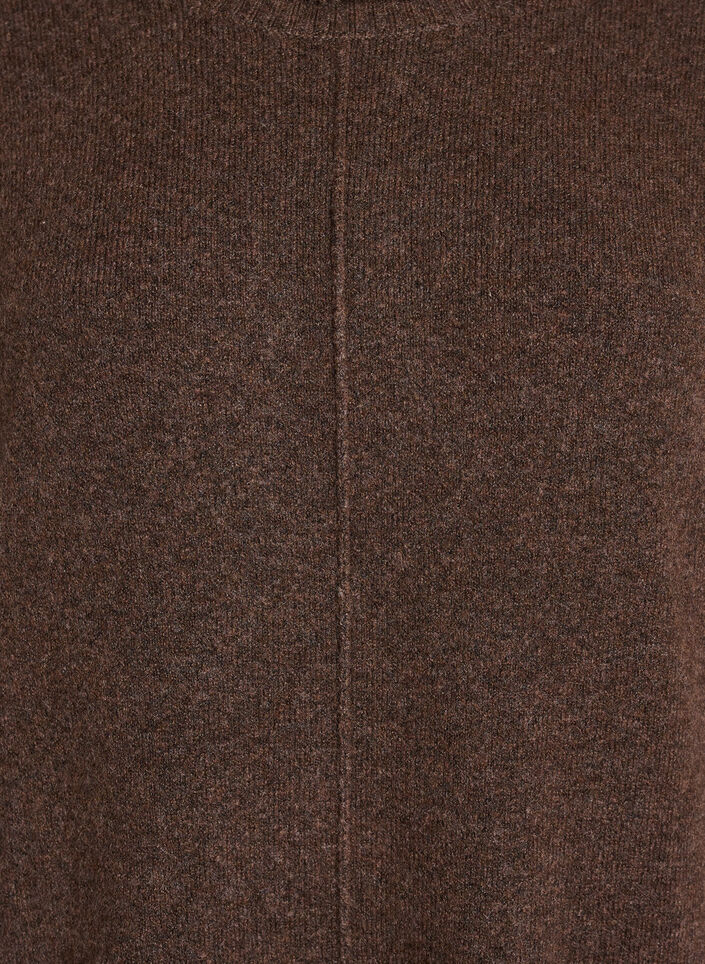 Strickkleid mit Rollkragen und Schlitzen, Braun, Packshot image number 2