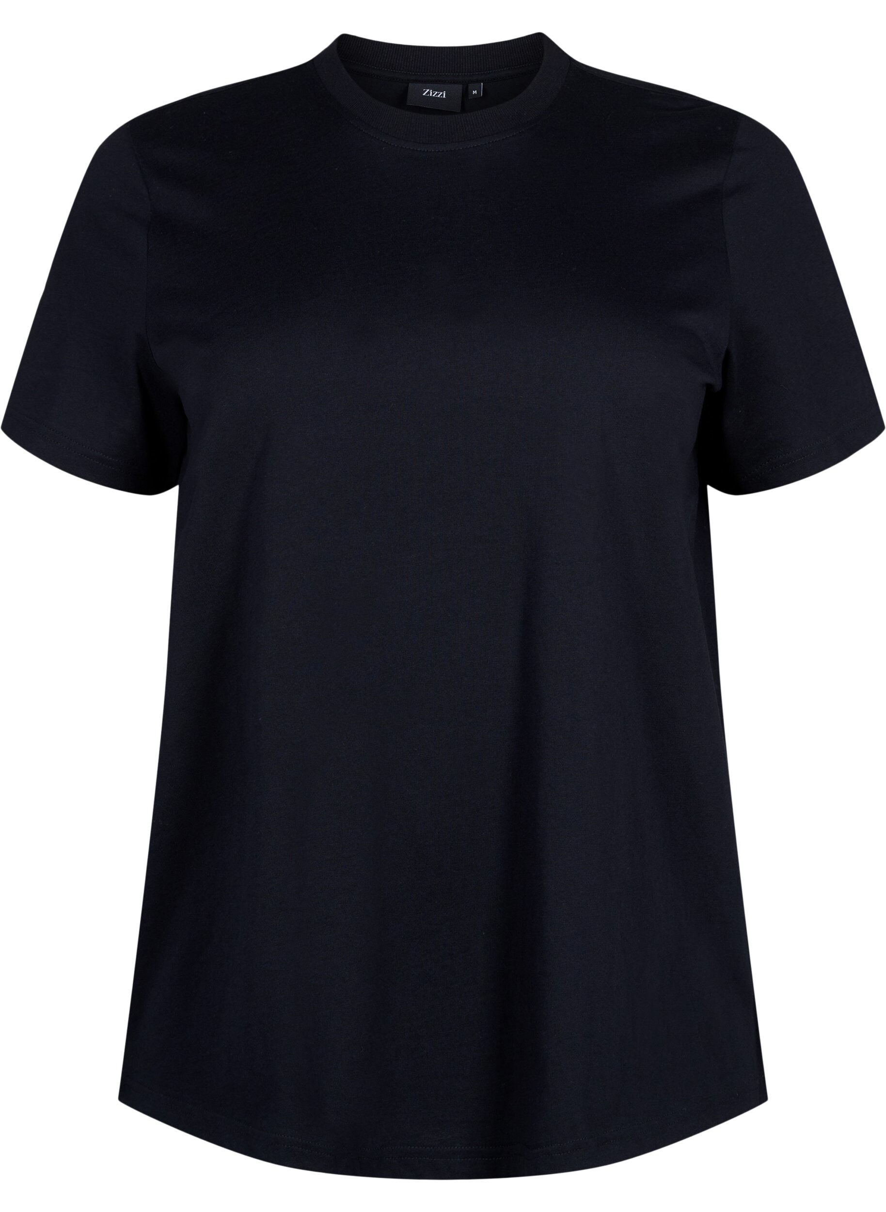 Zizzi Basic-T-Shirt aus Baumwolle mit Rundhalsausschnitt, Schwarz, Packshot image number 0