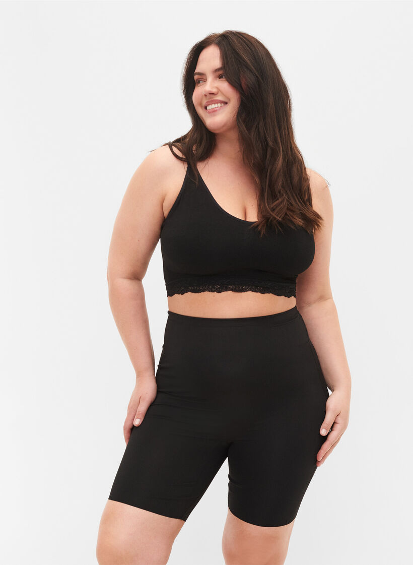 Light Shapewear Shorts mit hoher Taille, Schwarz, Model image number 0