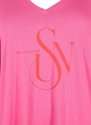 T-Shirt aus Baumwolle mit Druck, Shocking Pink SUN, Packshot image number 2