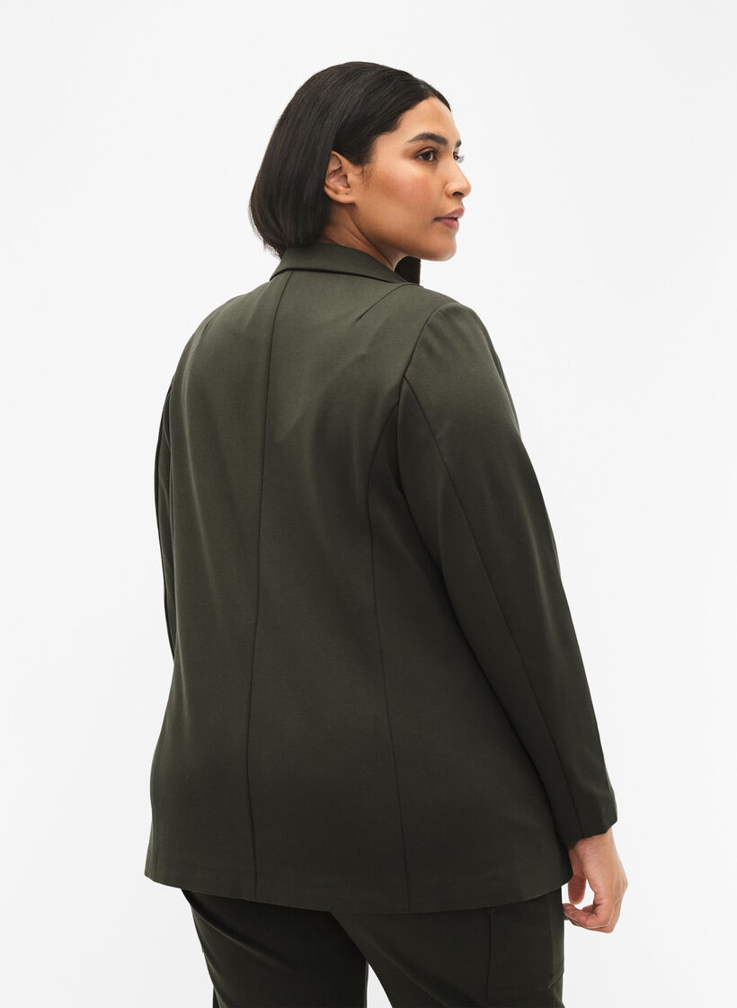 Schlichter Blazer mit Knopfverschluss, Grün, Model image number 1