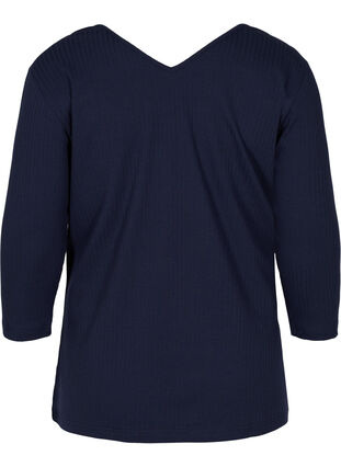 Bluse mit 3/4-Ärmeln und Spitzendetails, Navy Blazer, Packshot image number 1