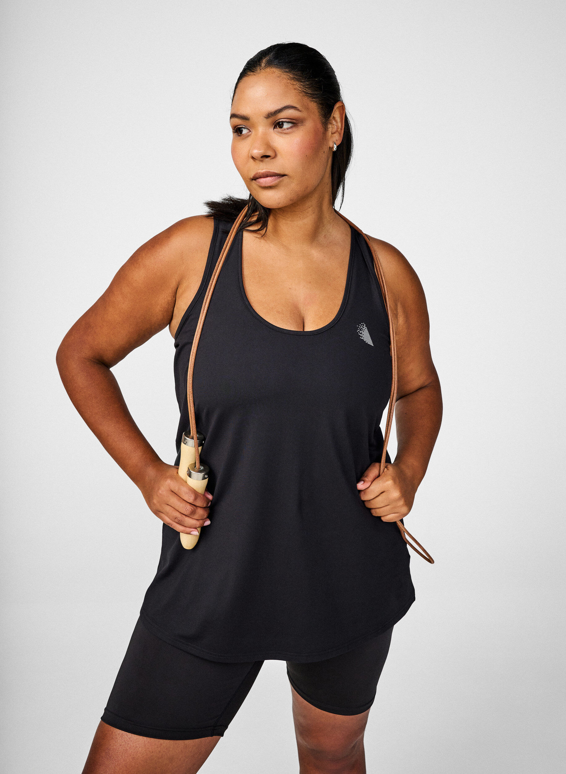 Zizzi Trainingstop mit Racerback, Schwarz, Image image number 0