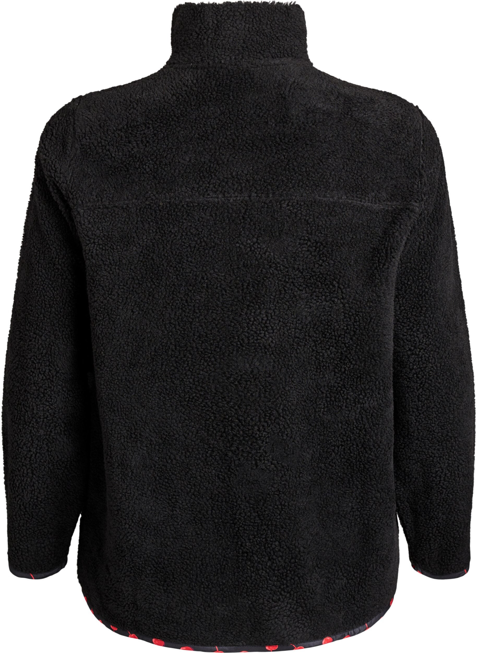 Zizzi Jacke aus Teddyfleece mit Kirschdetails, Schwarz, Packshot image number 1