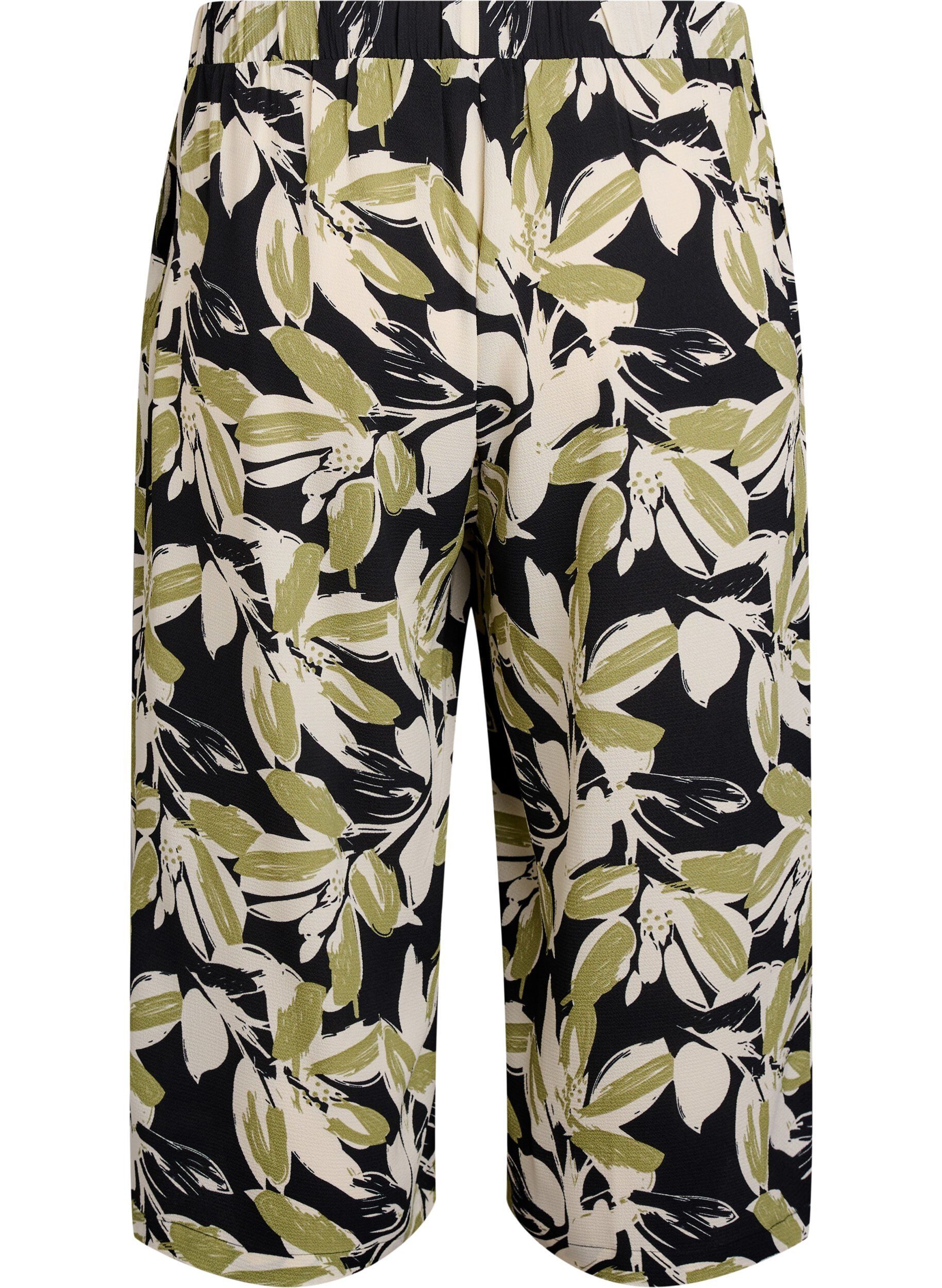 Zizzi Culotte-Hose mit Print, Schwarz, Packshot image number 1