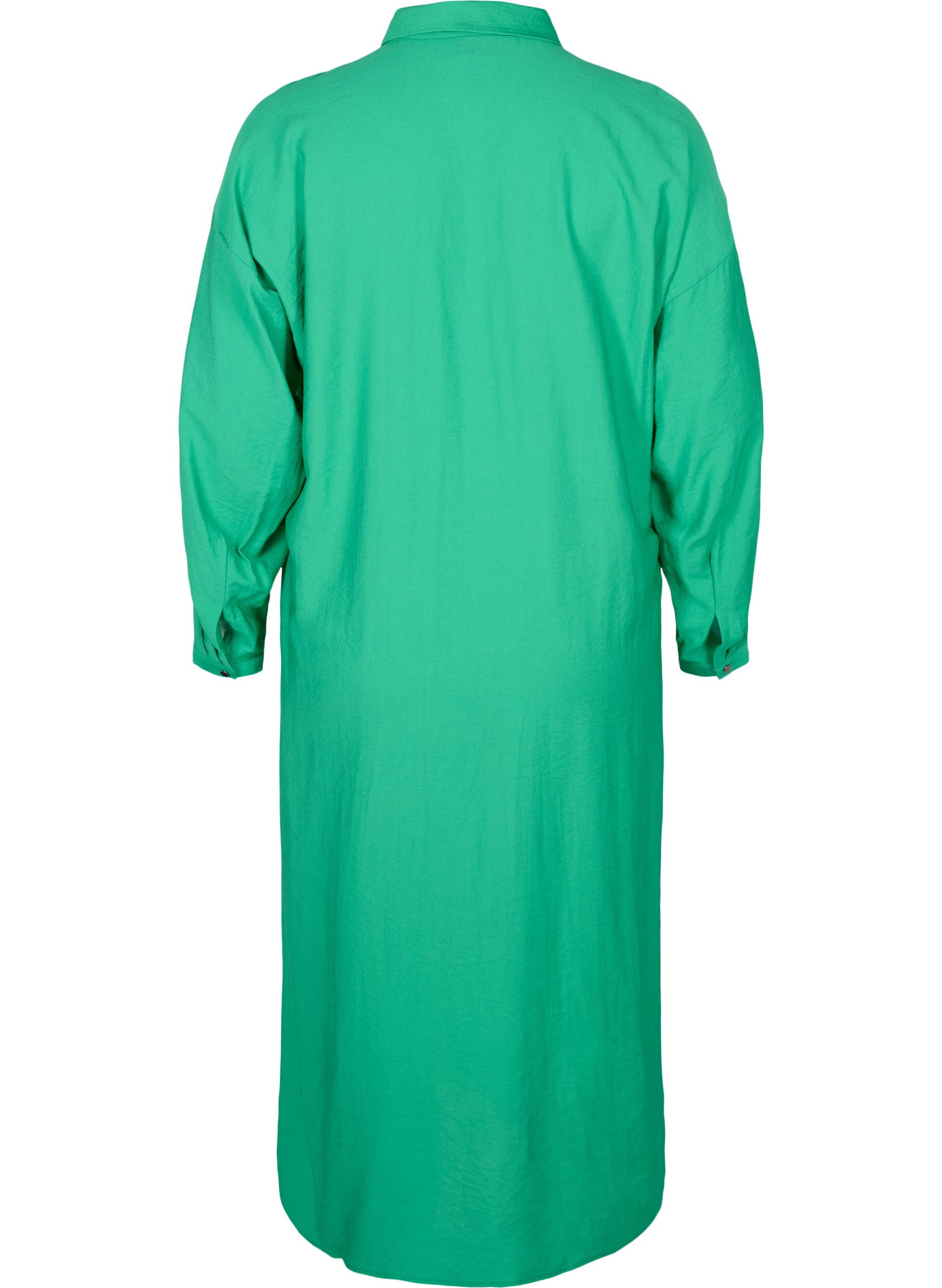 Zizzi Lange Hemdbluse aus Viskose mit Schlitz, Mint, Packshot image number 1