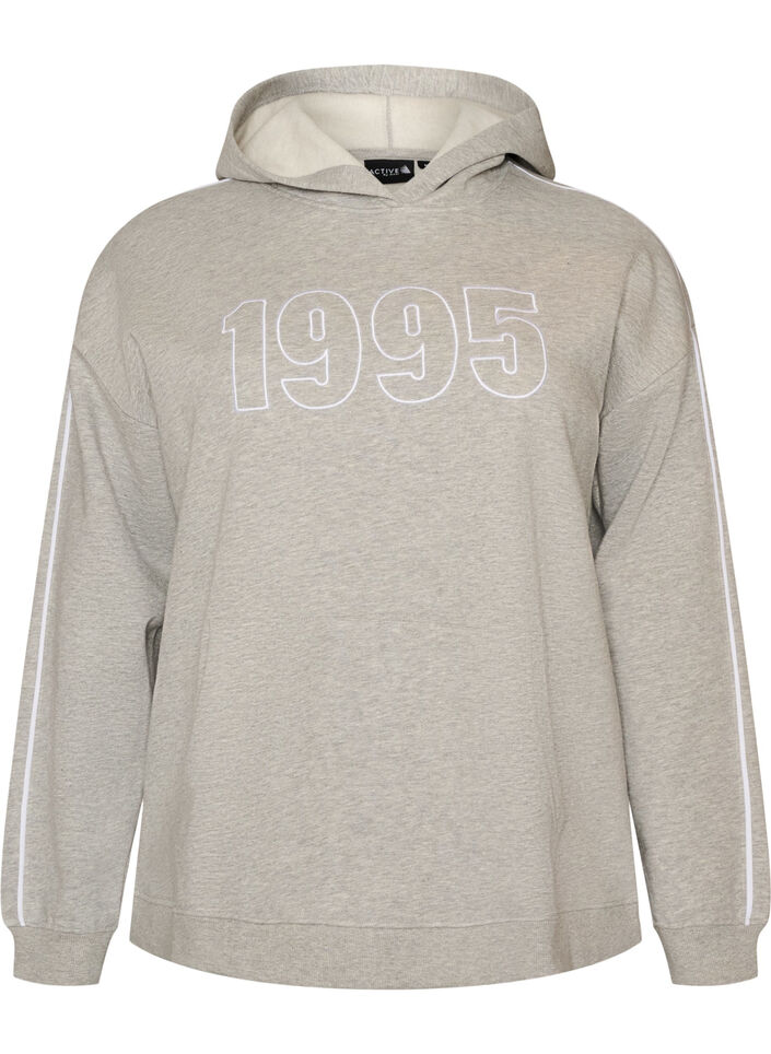 Hoodie mit besticktem Motiv, Grau, Packshot image number 0