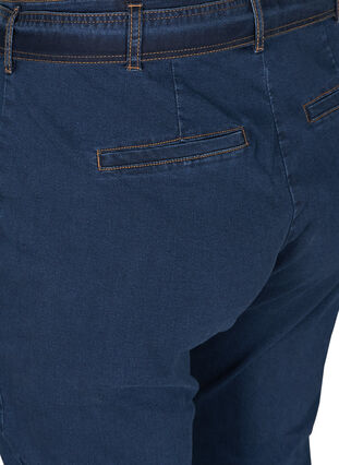 Cropped Jeans mit Gürtel, Blue denim, Packshot image number 3
