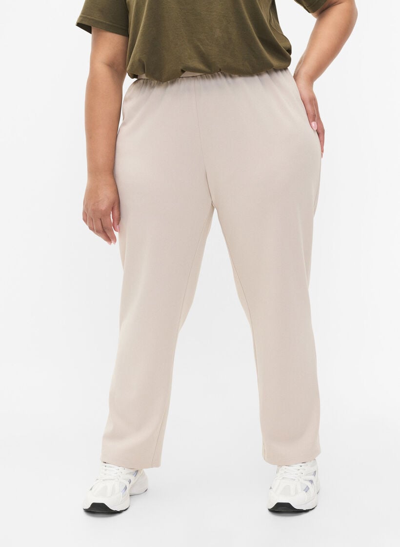 Hose in Straight Fit, Beige, Model image number 2