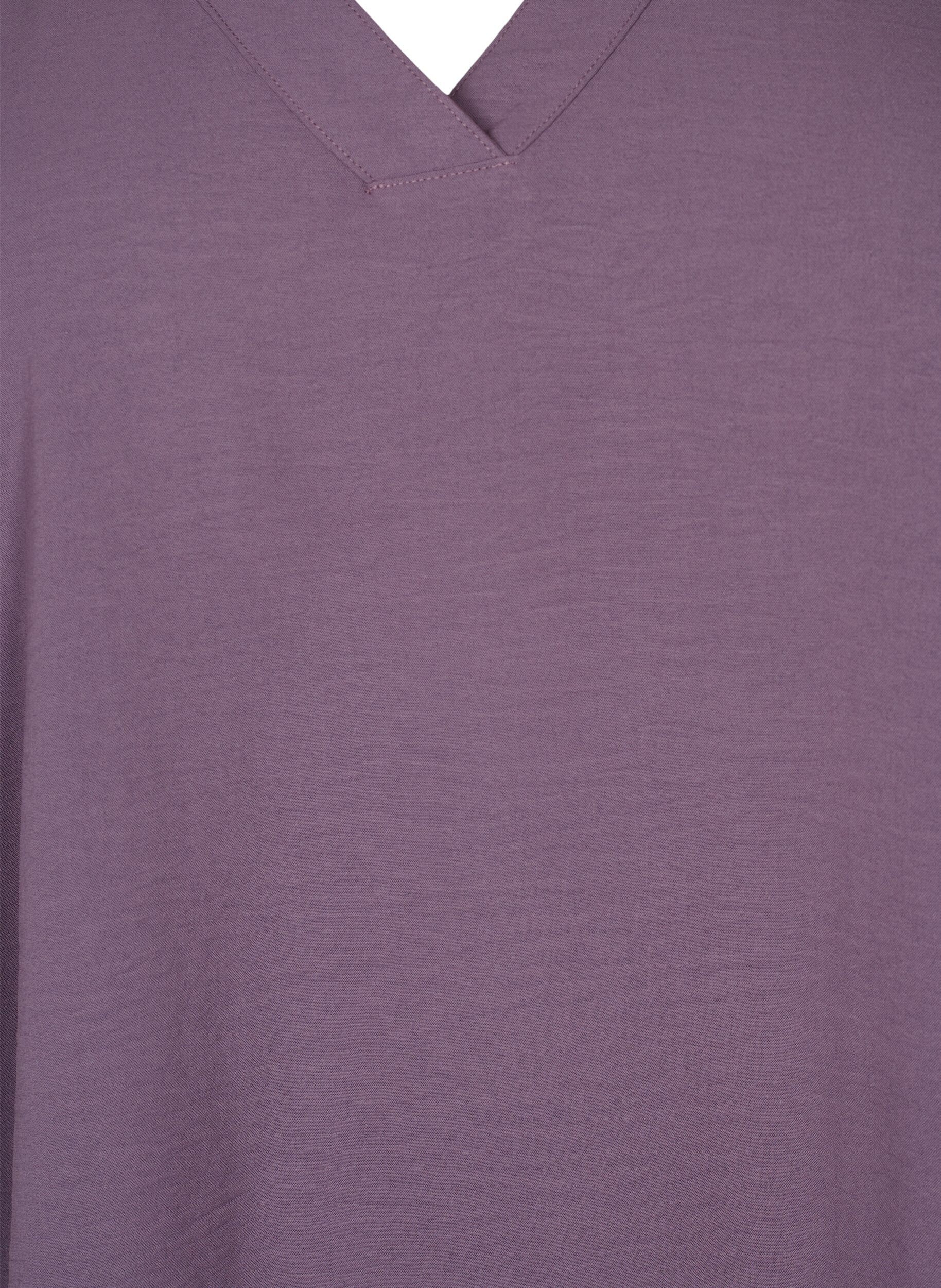 Zizzi Kurz&auml;rmelige Bluse mit A-Form, Vintage Violet, Packshot image number 2