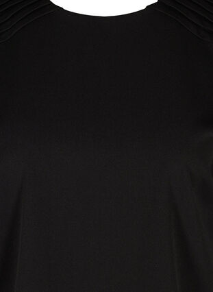 Bluse mit 3/4 Ärmeln und Plisséfalten, Black, Packshot image number 2